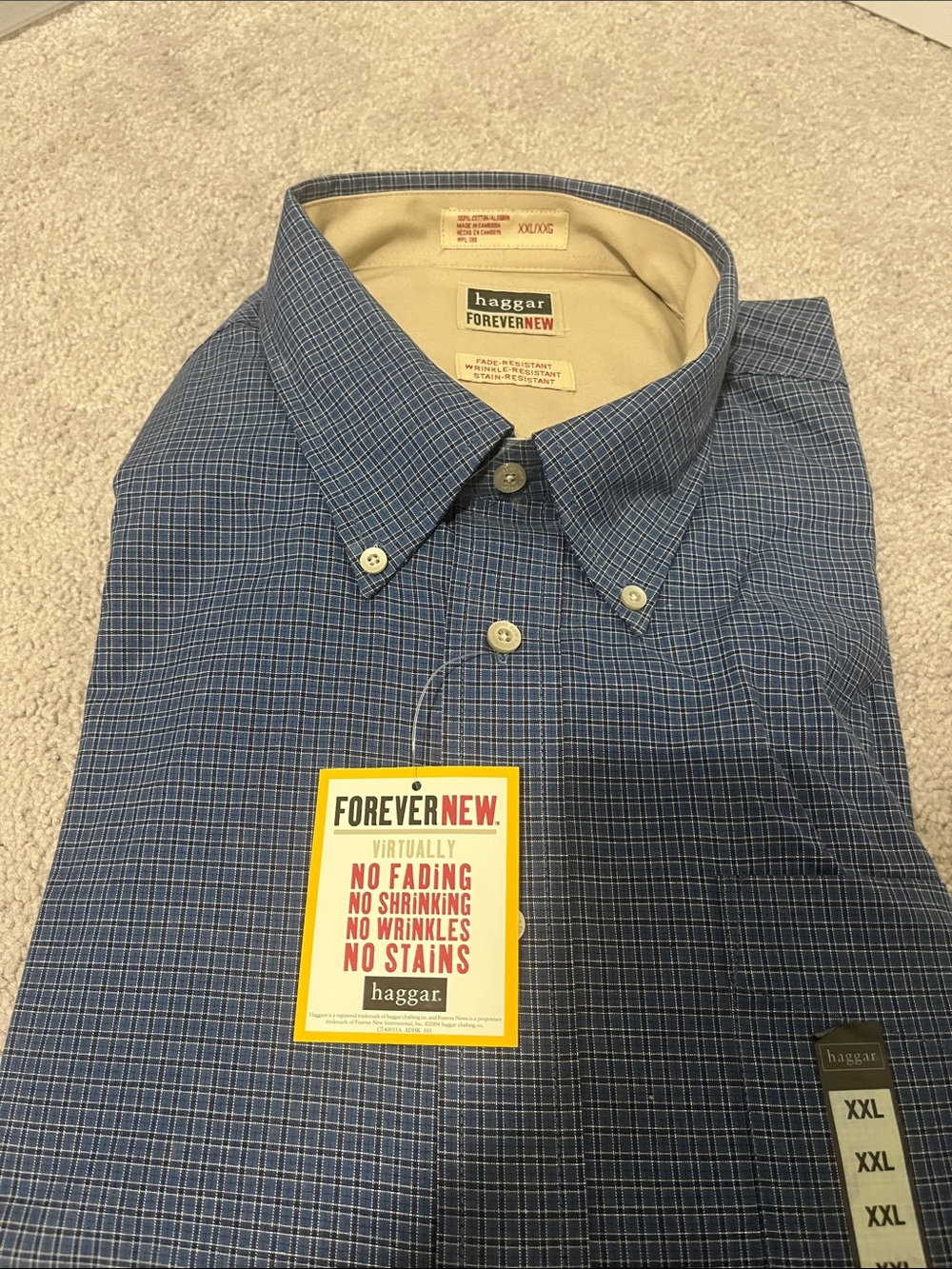 Haggar Men's Blue Plaid Button-Down Shirt